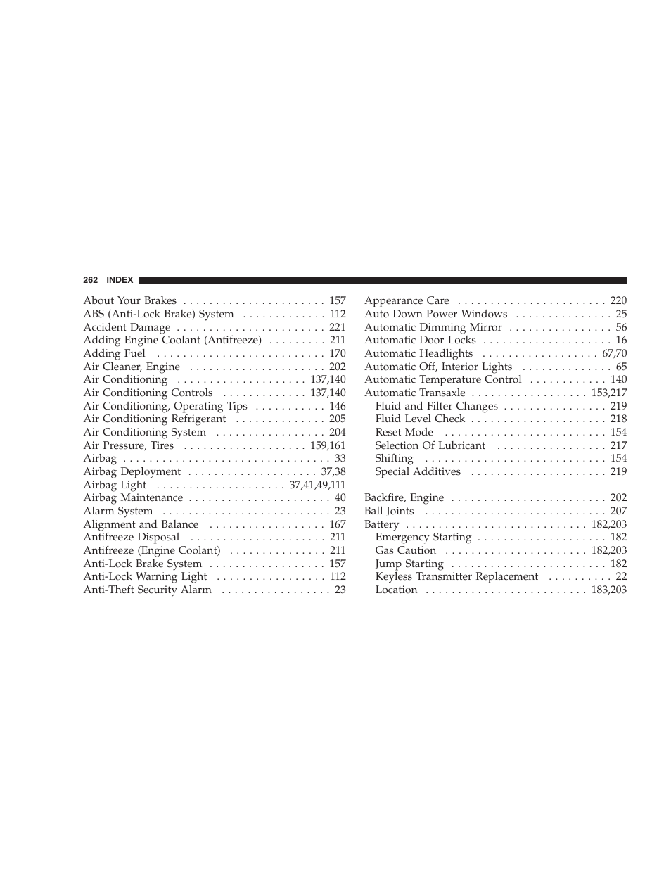 Chrysler 2004 Concorde User Manual | Page 262 / 273