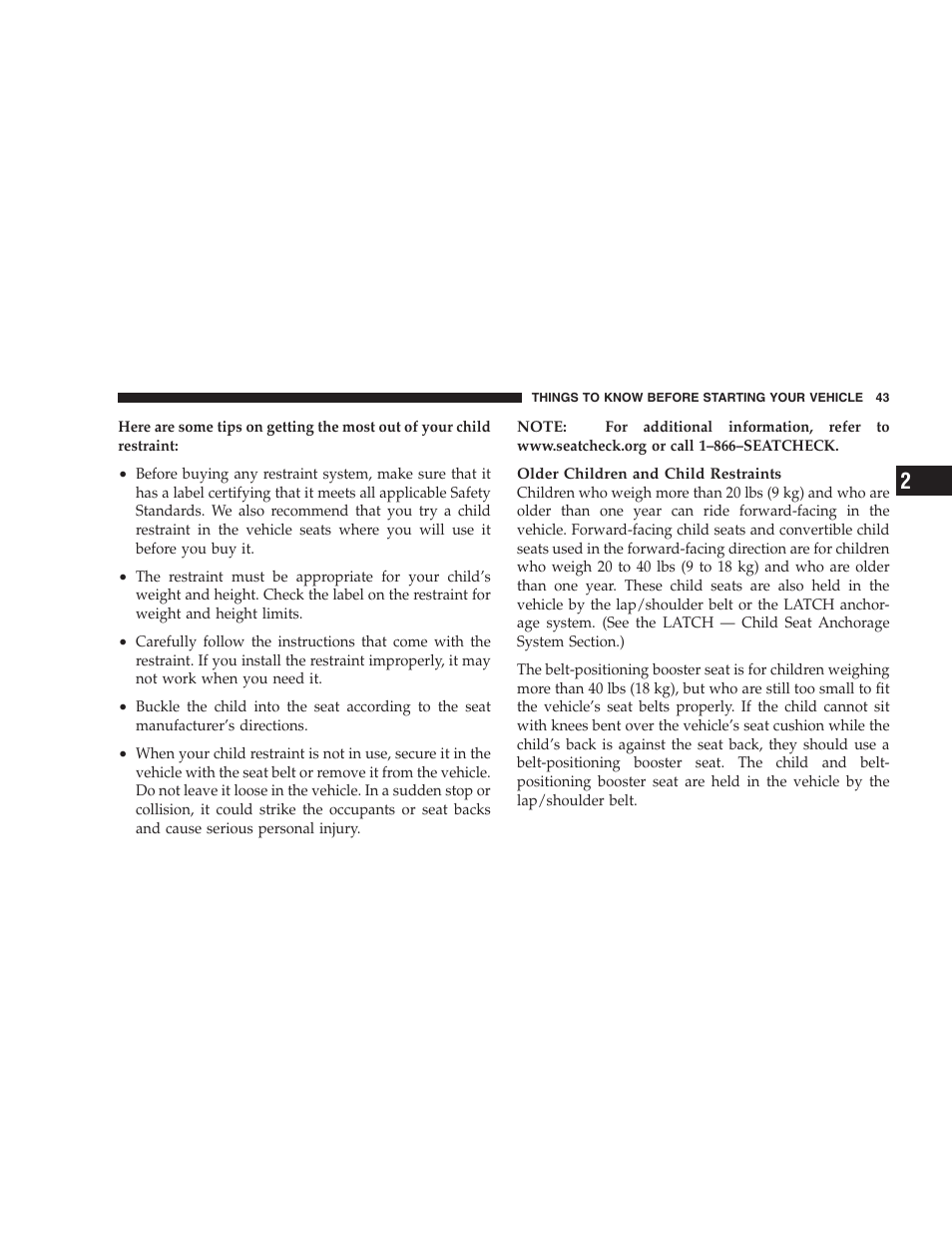 Chrysler 2004 Concorde User Manual | Page 43 / 273