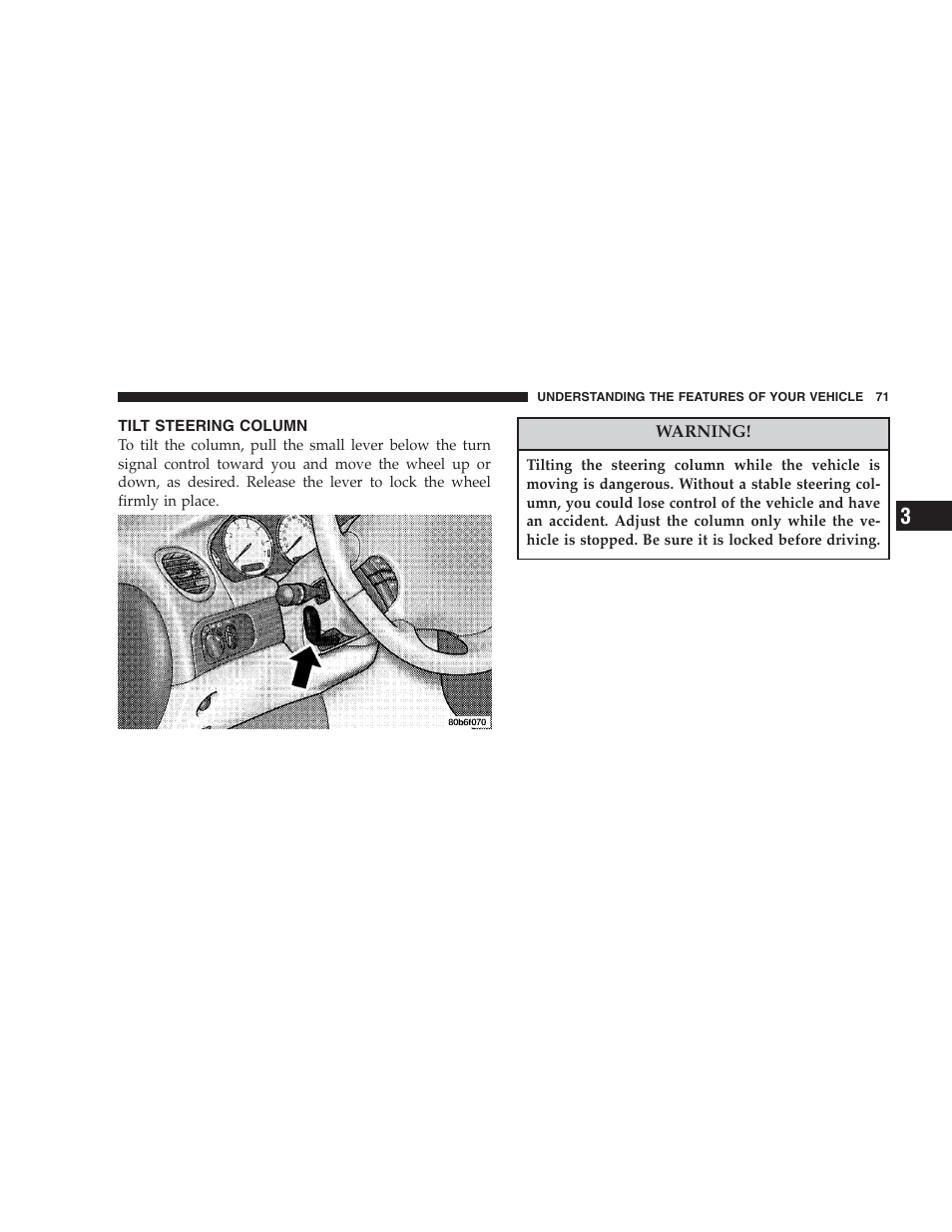 Tilt steering column | Chrysler 2004 Concorde User Manual | Page 71 / 273