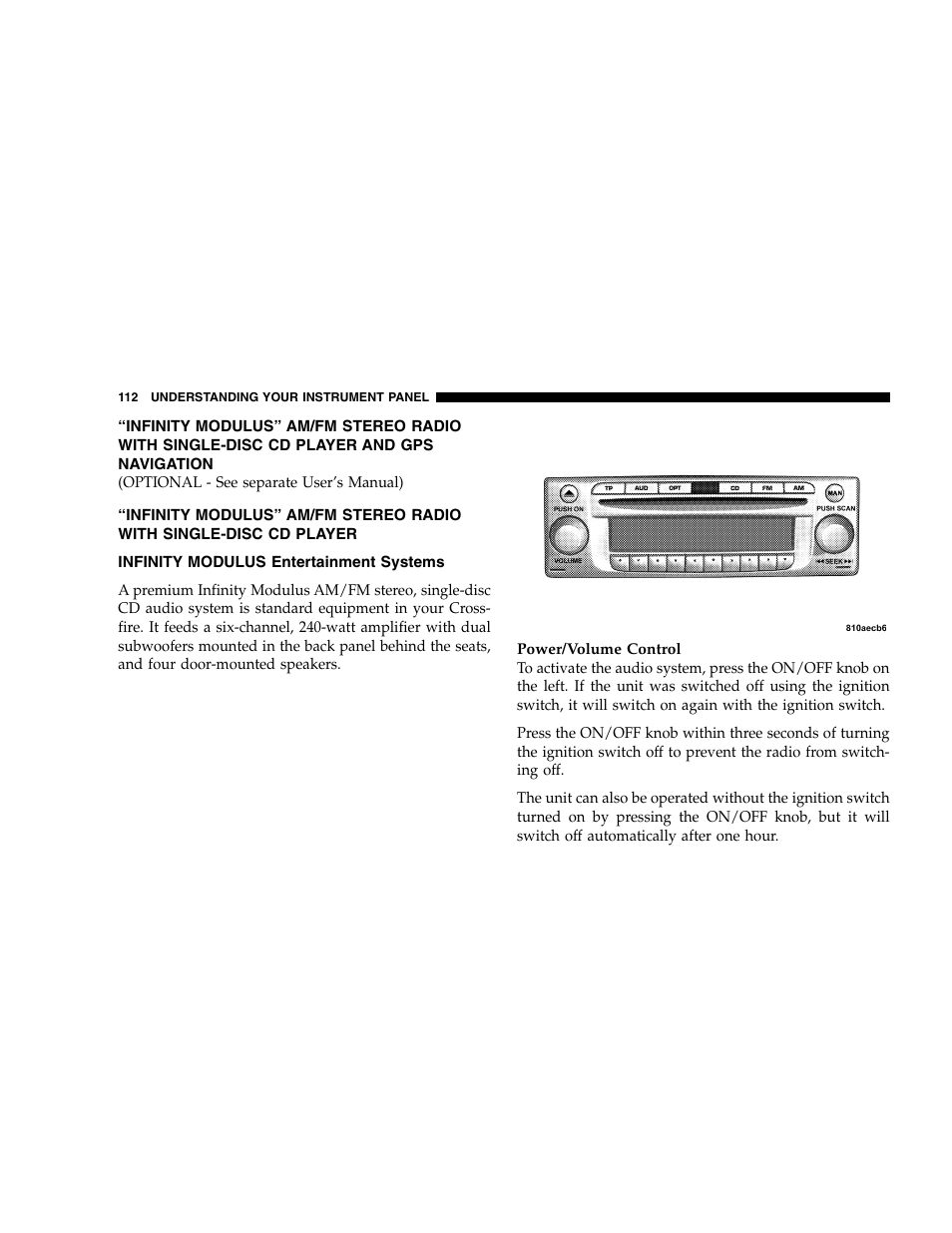 Chrysler 2005 Crossfire User Manual | Page 112 / 288
