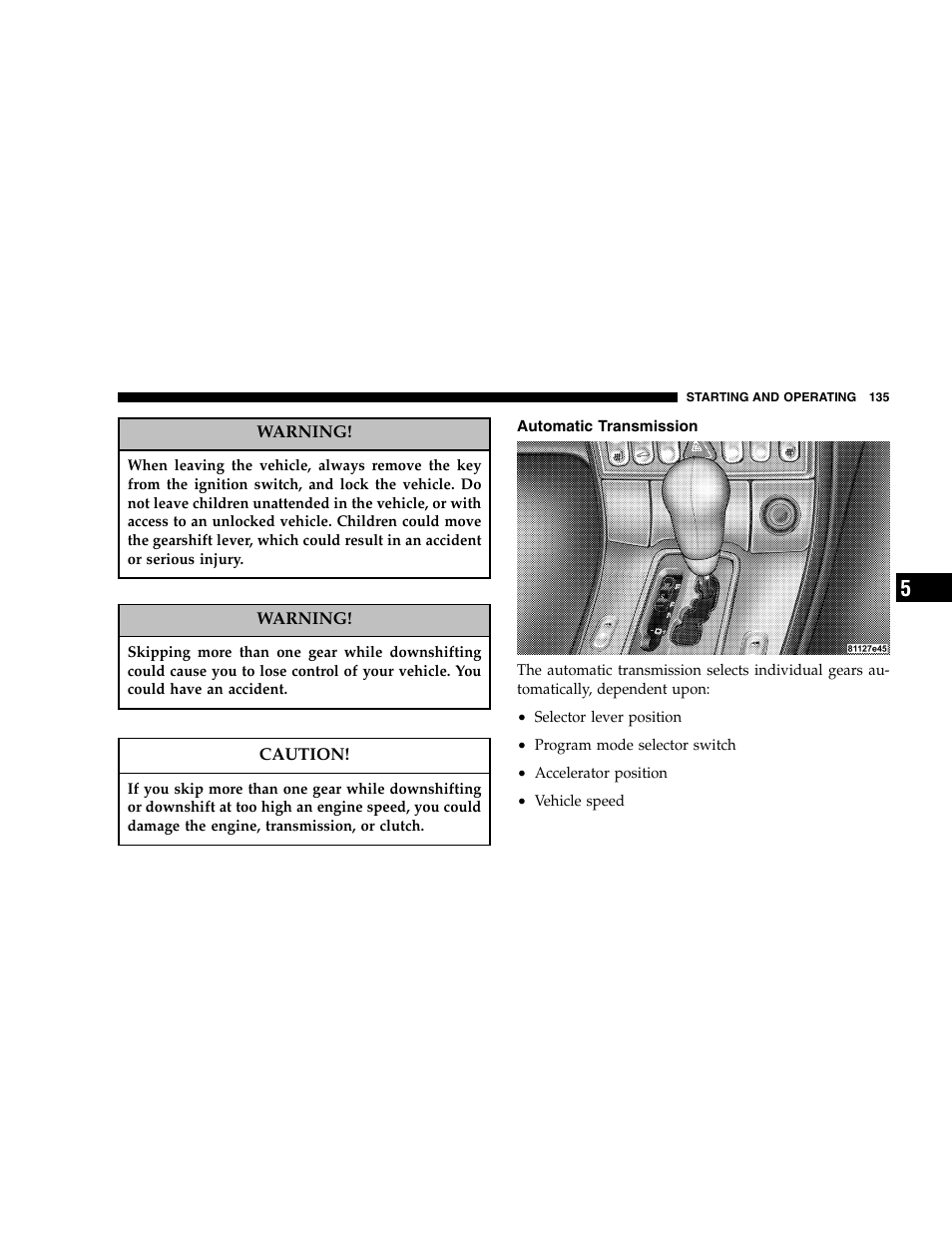 Chrysler 2005 Crossfire User Manual | Page 135 / 288