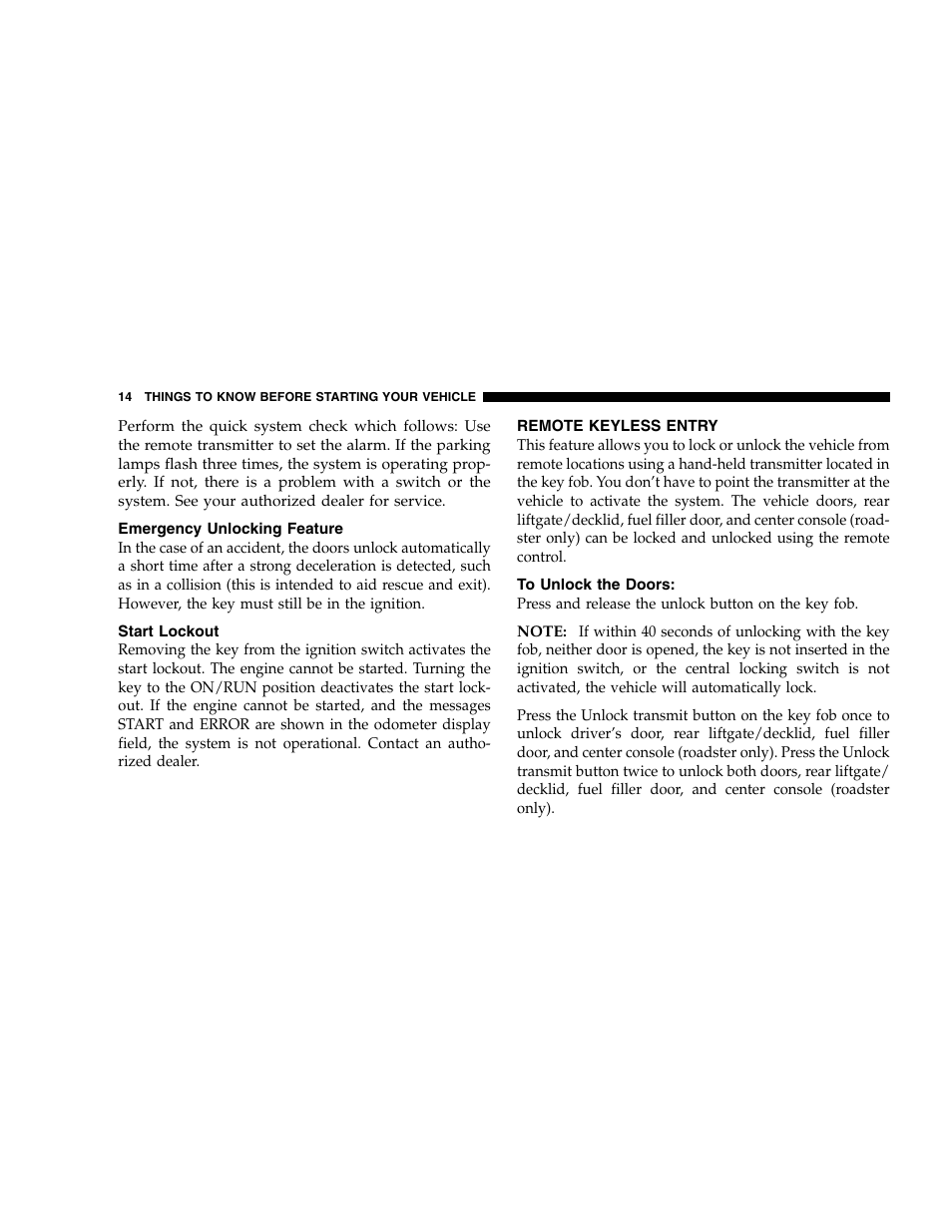 Chrysler 2005 Crossfire User Manual | Page 14 / 288