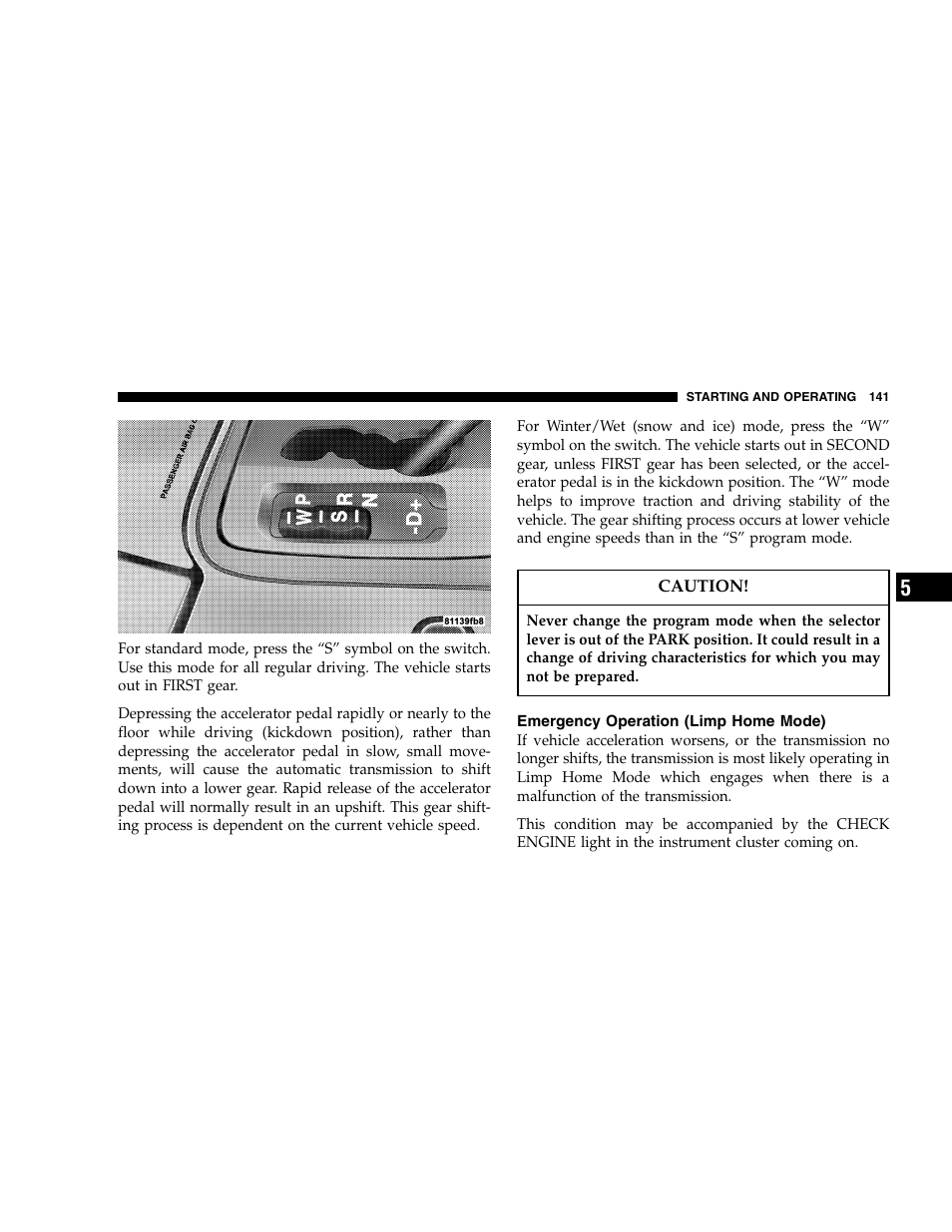 Chrysler 2005 Crossfire User Manual | Page 141 / 288