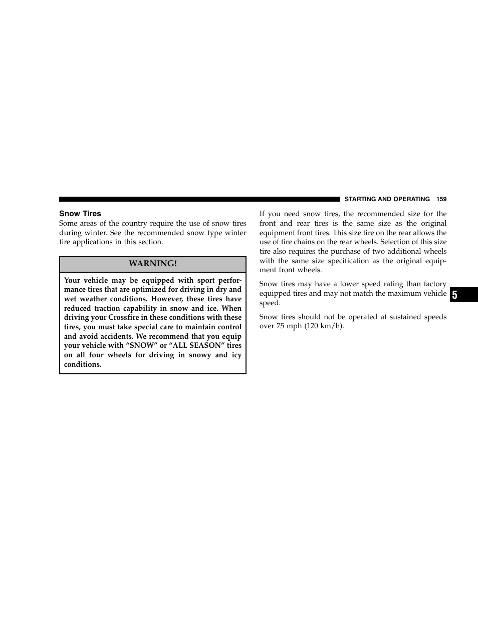 Chrysler 2005 Crossfire User Manual | Page 159 / 288