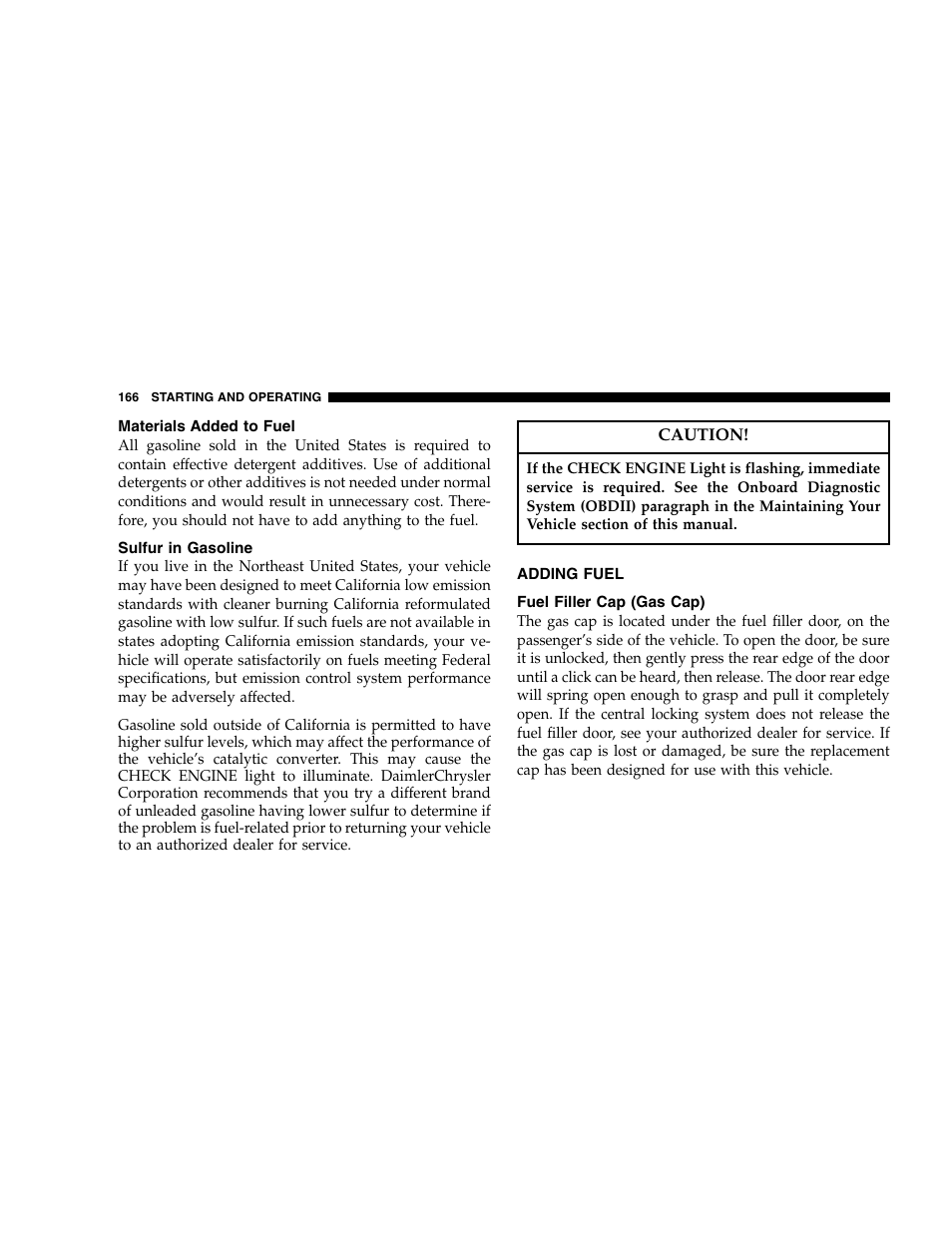 Chrysler 2005 Crossfire User Manual | Page 166 / 288