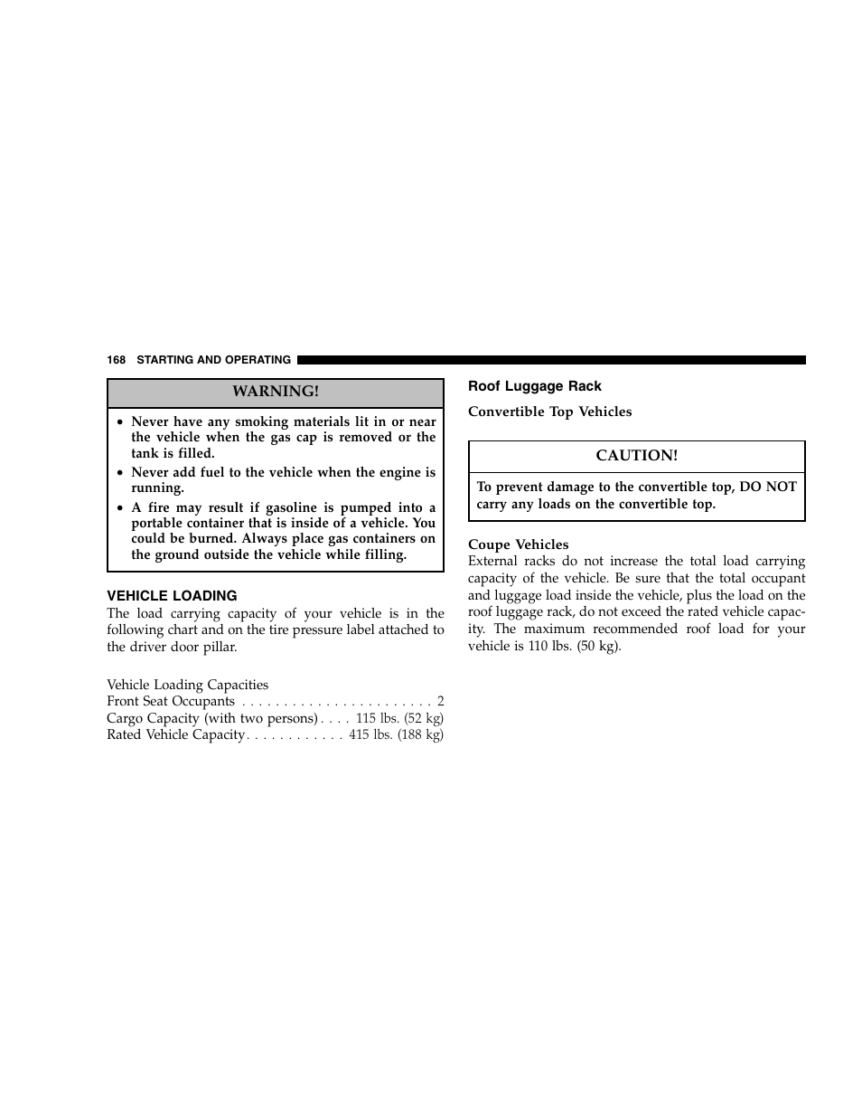 Chrysler 2005 Crossfire User Manual | Page 168 / 288
