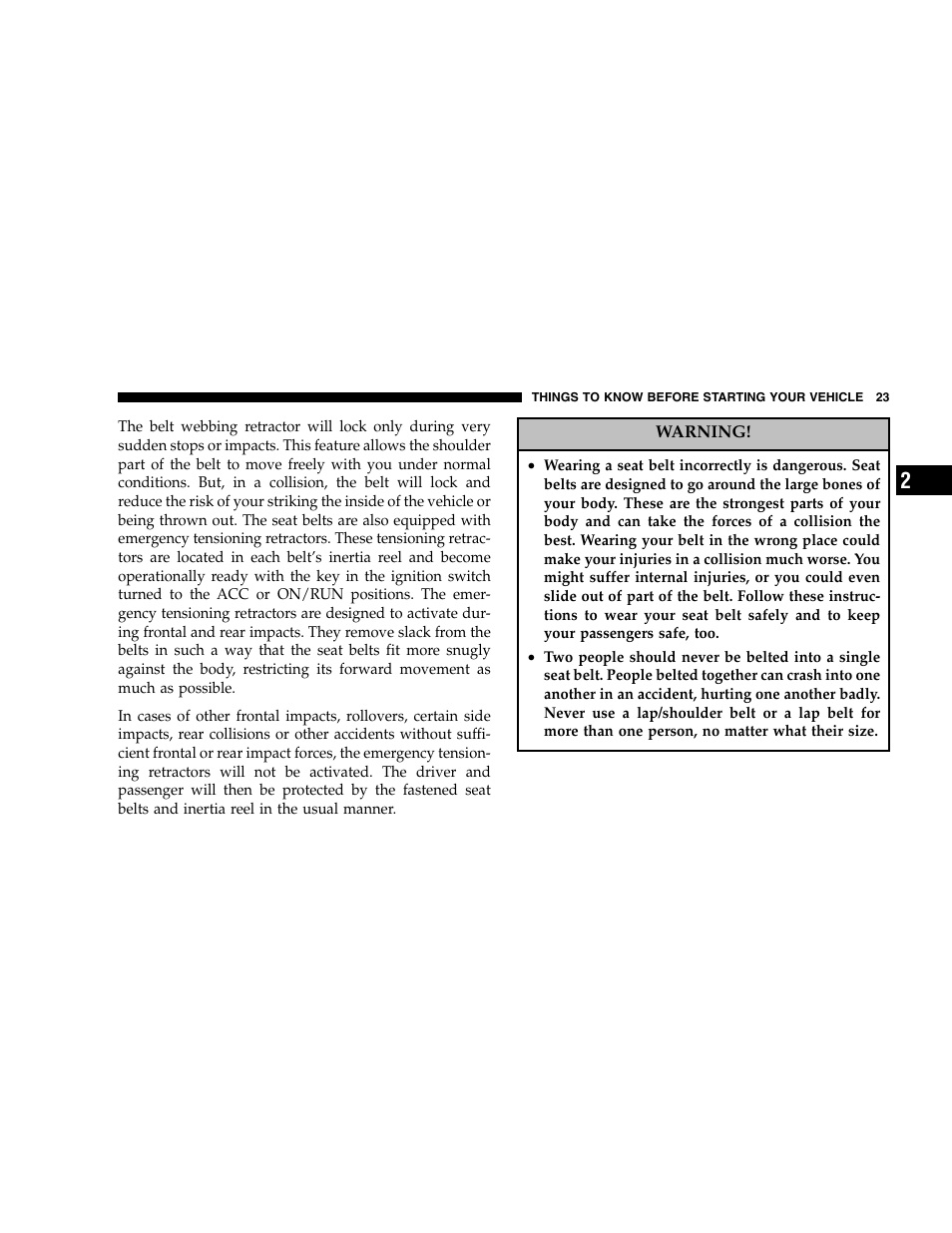 Chrysler 2005 Crossfire User Manual | Page 23 / 288