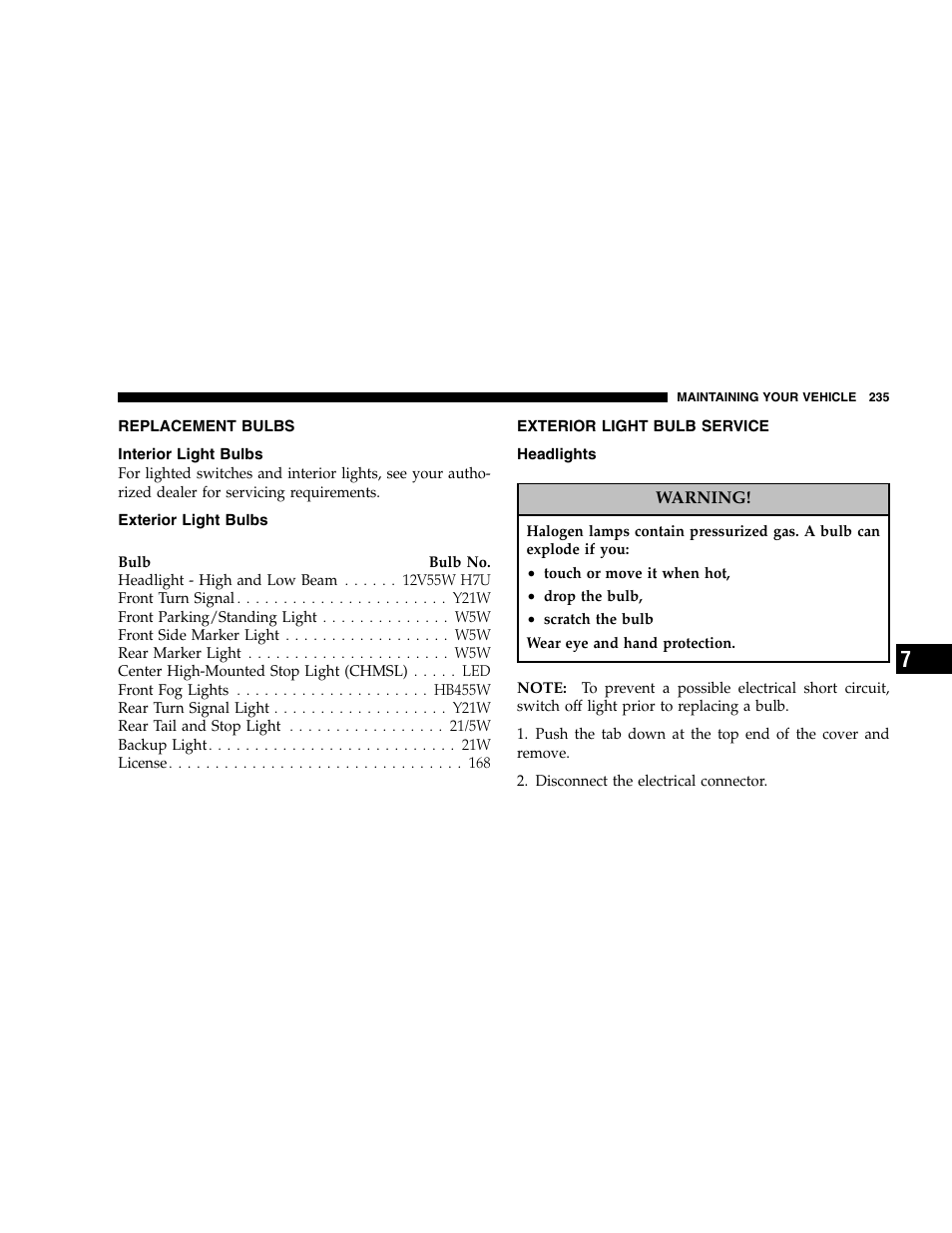 Chrysler 2005 Crossfire User Manual | Page 235 / 288