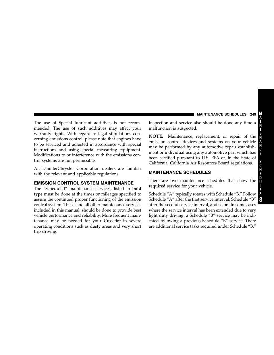 Chrysler 2005 Crossfire User Manual | Page 249 / 288