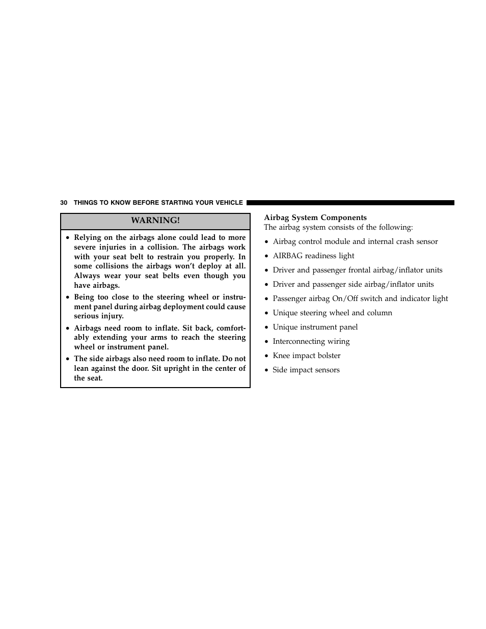 Chrysler 2005 Crossfire User Manual | Page 30 / 288