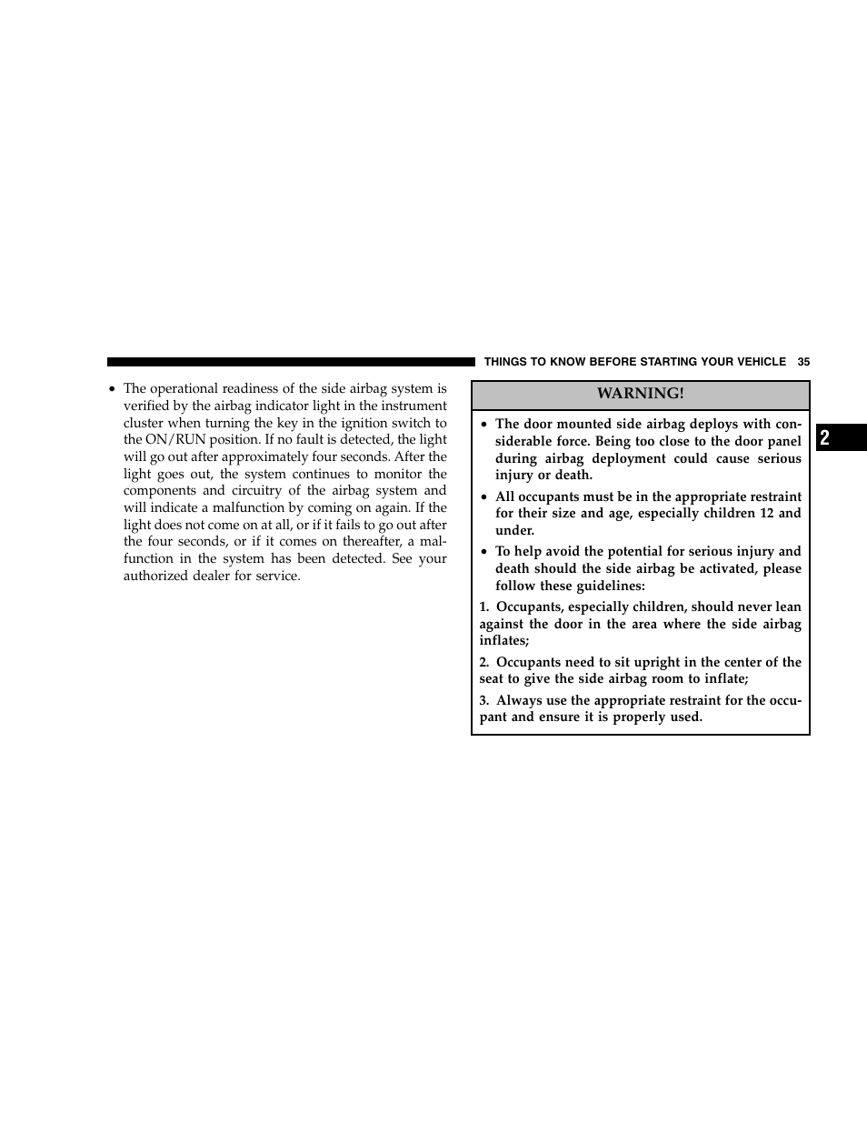 Chrysler 2005 Crossfire User Manual | Page 35 / 288
