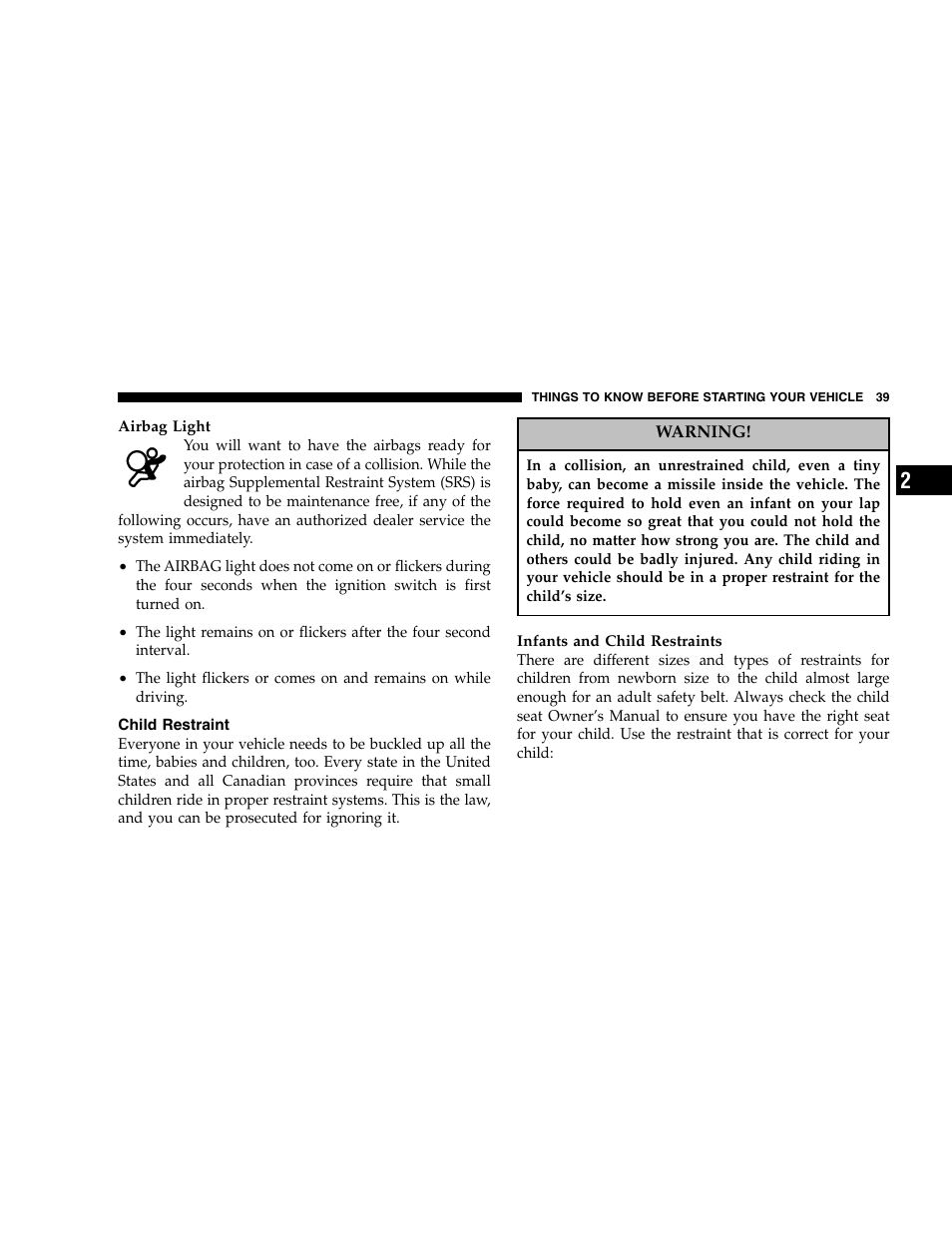 Chrysler 2005 Crossfire User Manual | Page 39 / 288