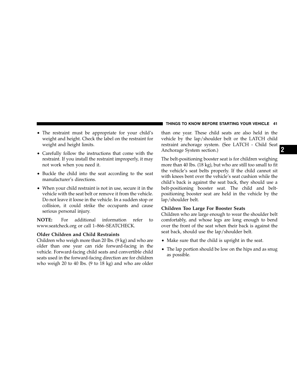 Chrysler 2005 Crossfire User Manual | Page 41 / 288