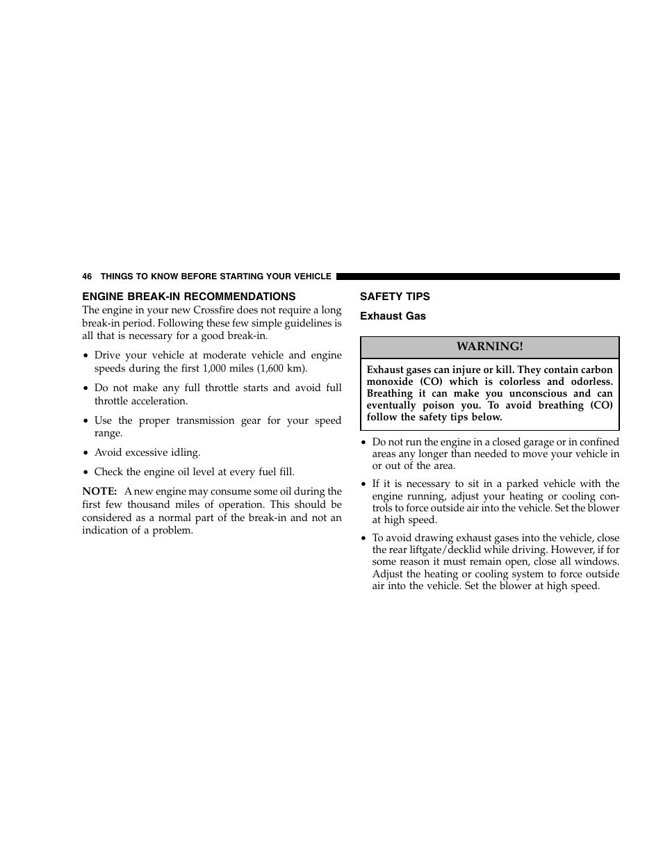 Chrysler 2005 Crossfire User Manual | Page 46 / 288