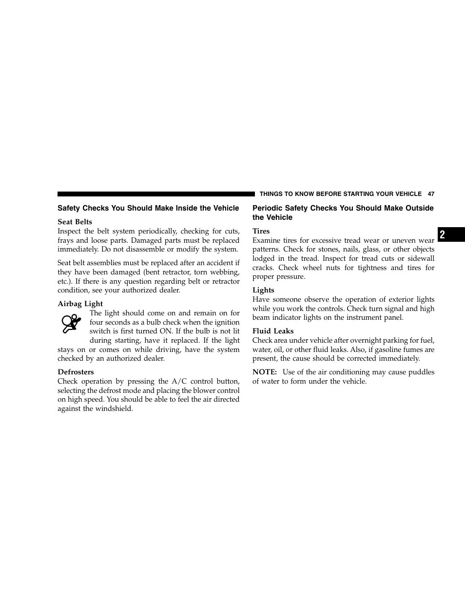 Chrysler 2005 Crossfire User Manual | Page 47 / 288