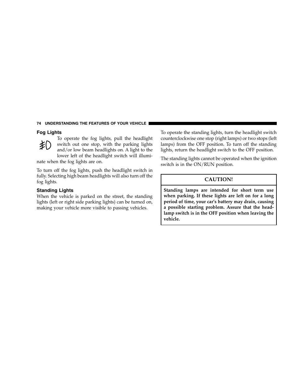 Chrysler 2005 Crossfire User Manual | Page 74 / 288