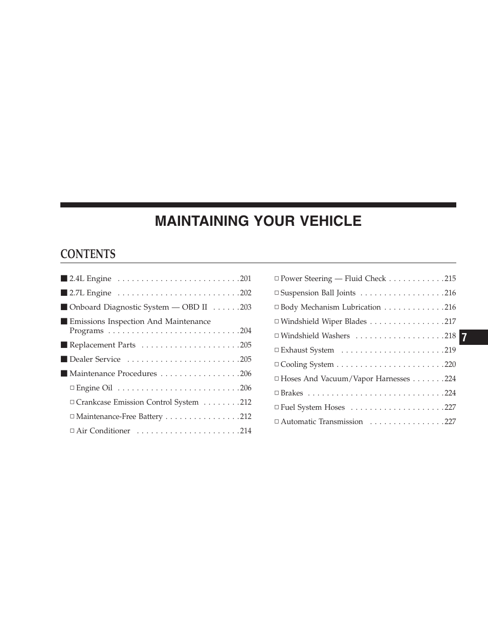 Chrysler 2005 Sebring Sedan User Manual | Page 199 / 291