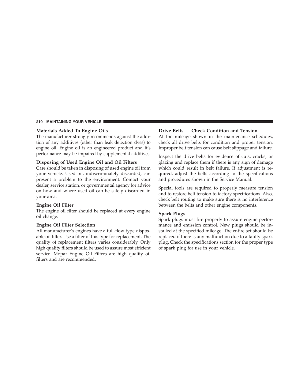 Chrysler 2005 Sebring Sedan User Manual | Page 210 / 291