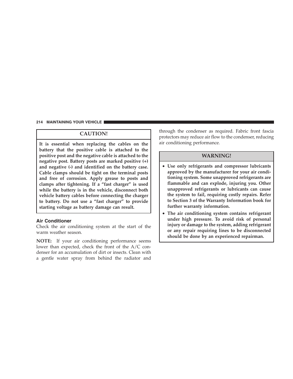Air conditioner | Chrysler 2005 Sebring Sedan User Manual | Page 214 / 291