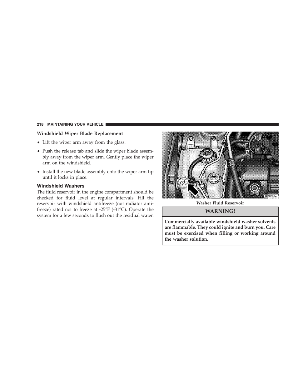 Windshield washers | Chrysler 2005 Sebring Sedan User Manual | Page 218 / 291