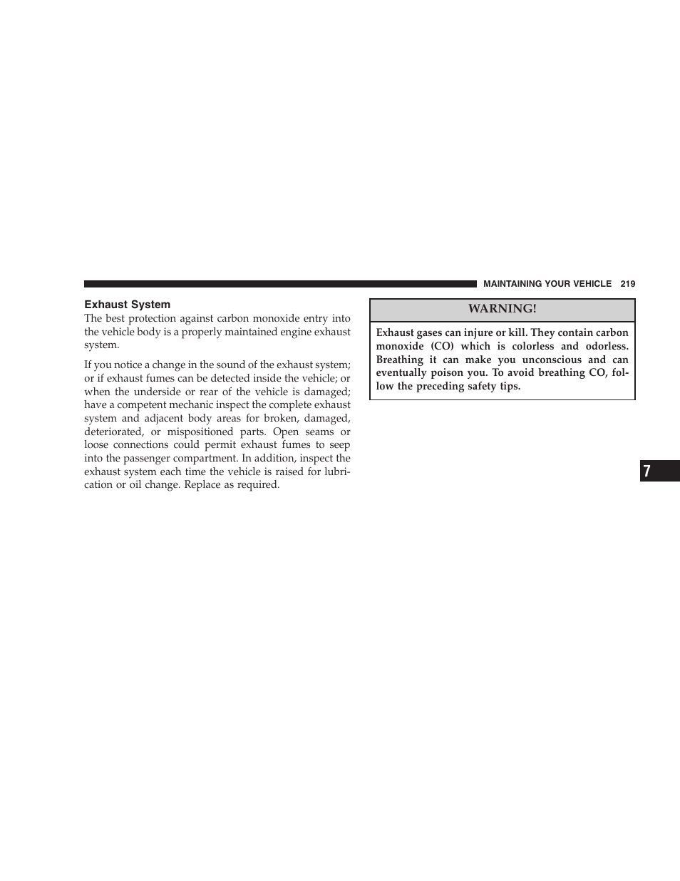Exhaust system | Chrysler 2005 Sebring Sedan User Manual | Page 219 / 291