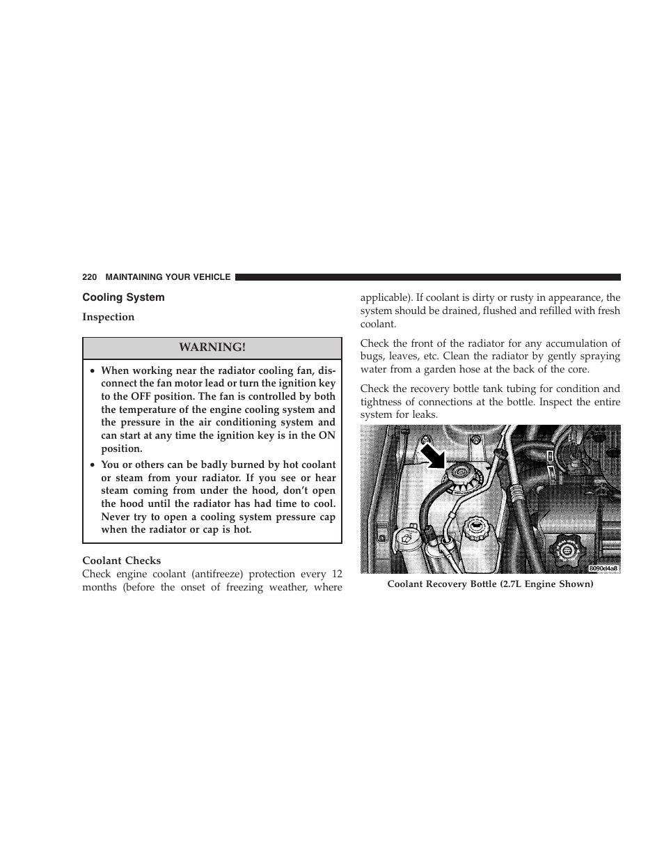 Cooling system | Chrysler 2005 Sebring Sedan User Manual | Page 220 / 291