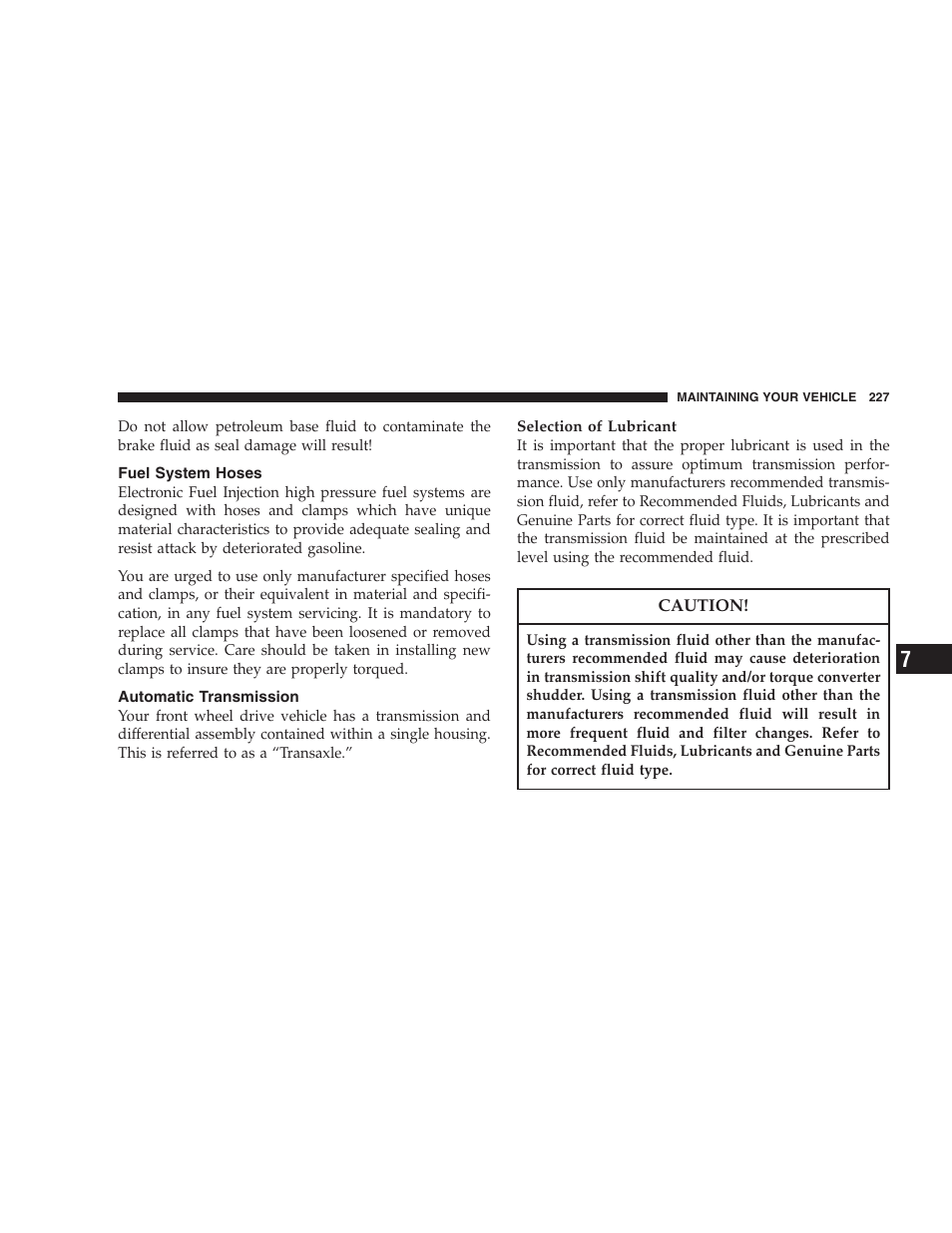 Fuel system hoses, Automatic transmission | Chrysler 2005 Sebring Sedan User Manual | Page 227 / 291