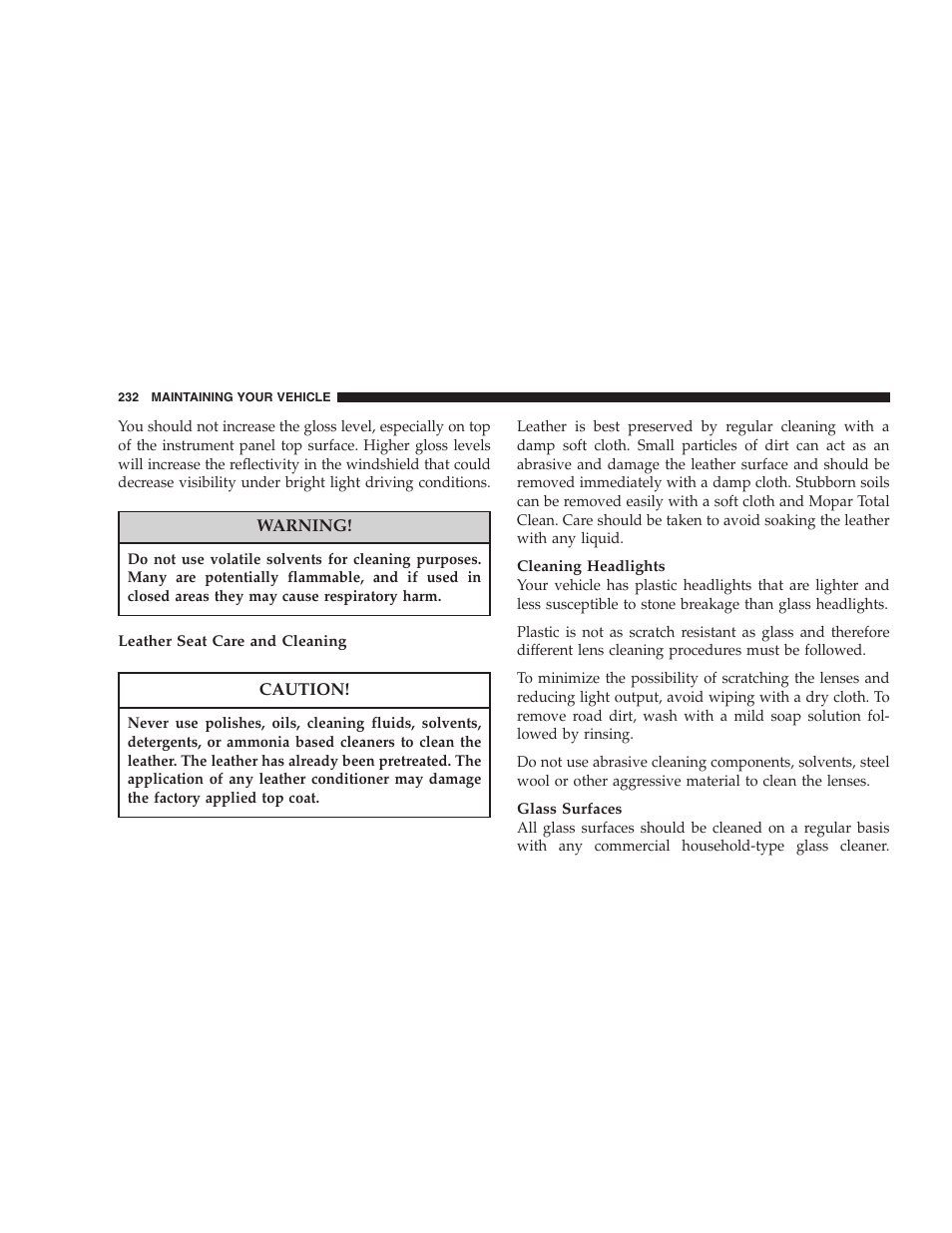 Chrysler 2005 Sebring Sedan User Manual | Page 232 / 291