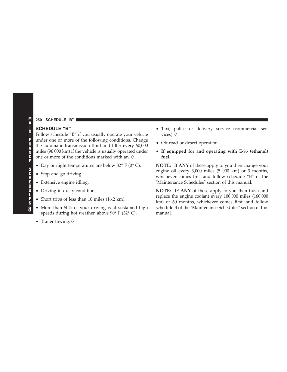 Schedule “b | Chrysler 2005 Sebring Sedan User Manual | Page 250 / 291