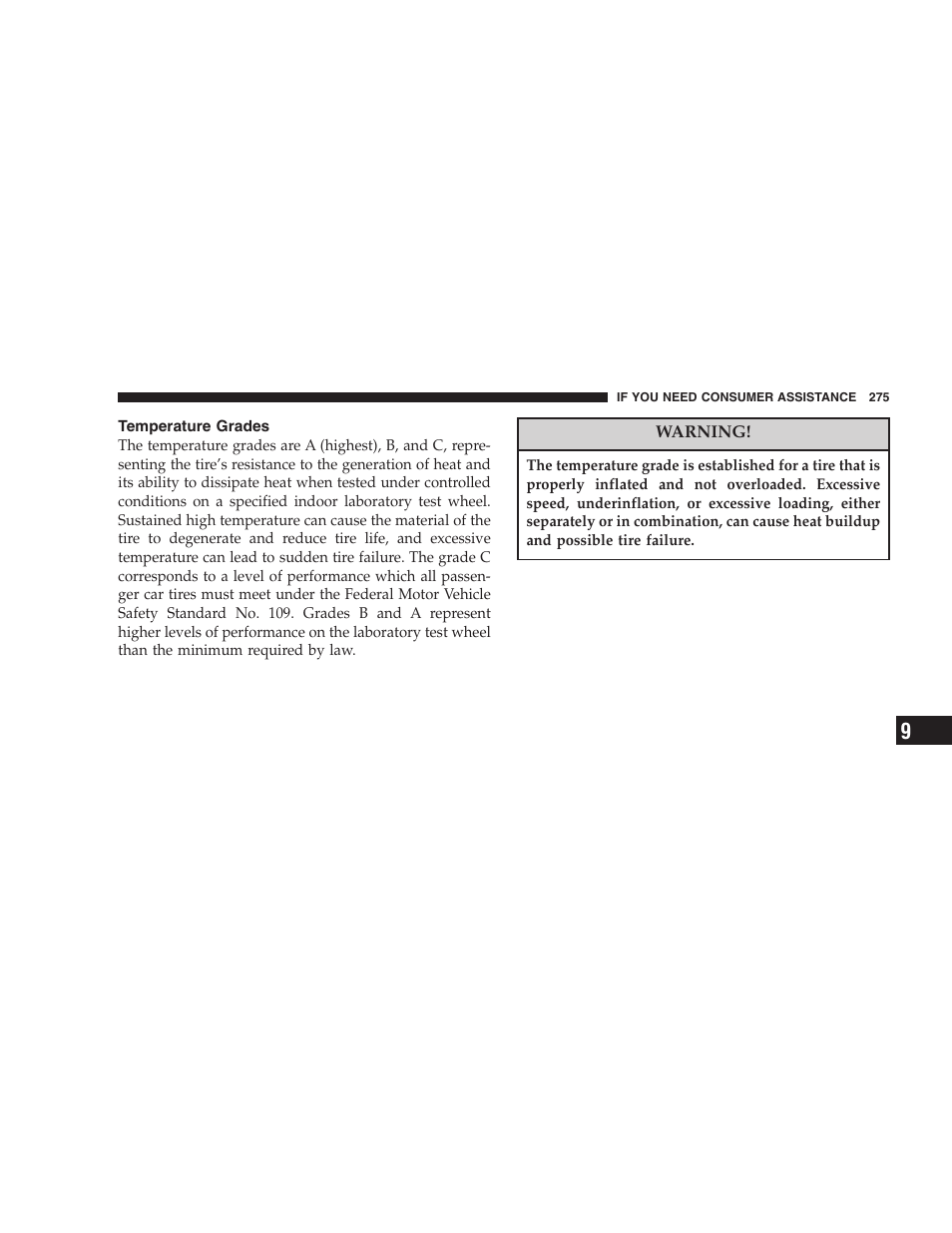 Temperature grades | Chrysler 2005 Sebring Sedan User Manual | Page 275 / 291