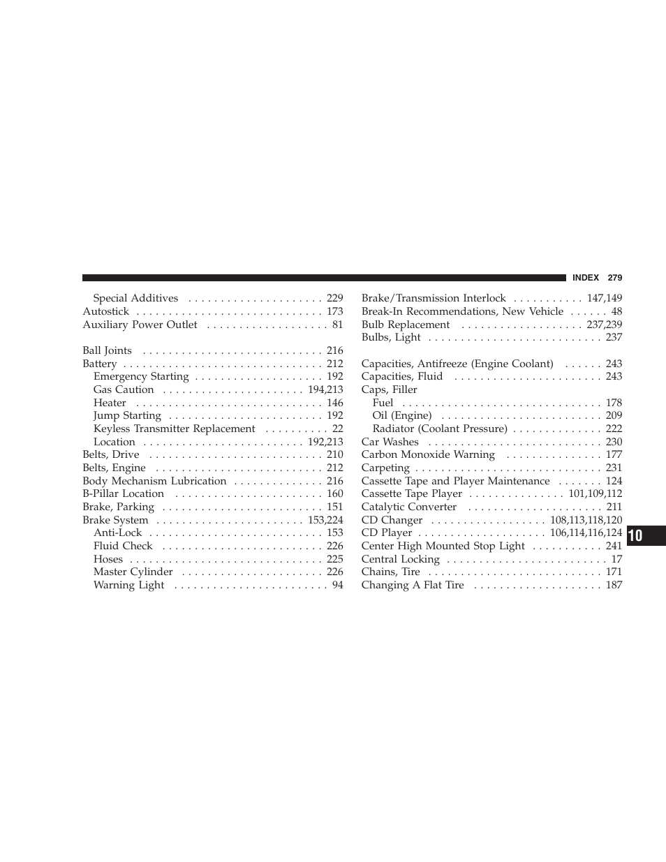 Chrysler 2005 Sebring Sedan User Manual | Page 279 / 291
