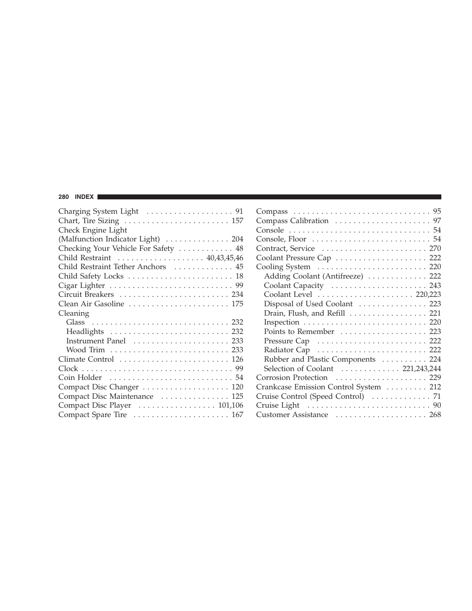 Chrysler 2005 Sebring Sedan User Manual | Page 280 / 291