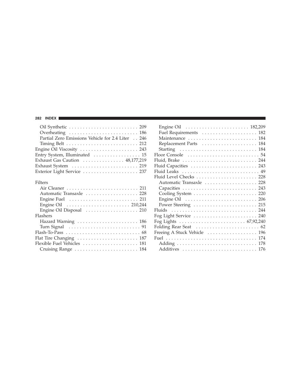 Chrysler 2005 Sebring Sedan User Manual | Page 282 / 291