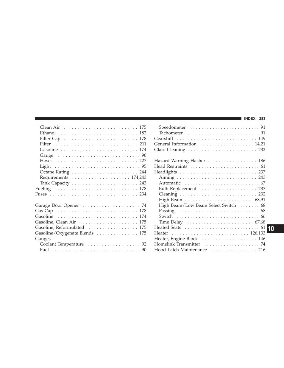 Chrysler 2005 Sebring Sedan User Manual | Page 283 / 291