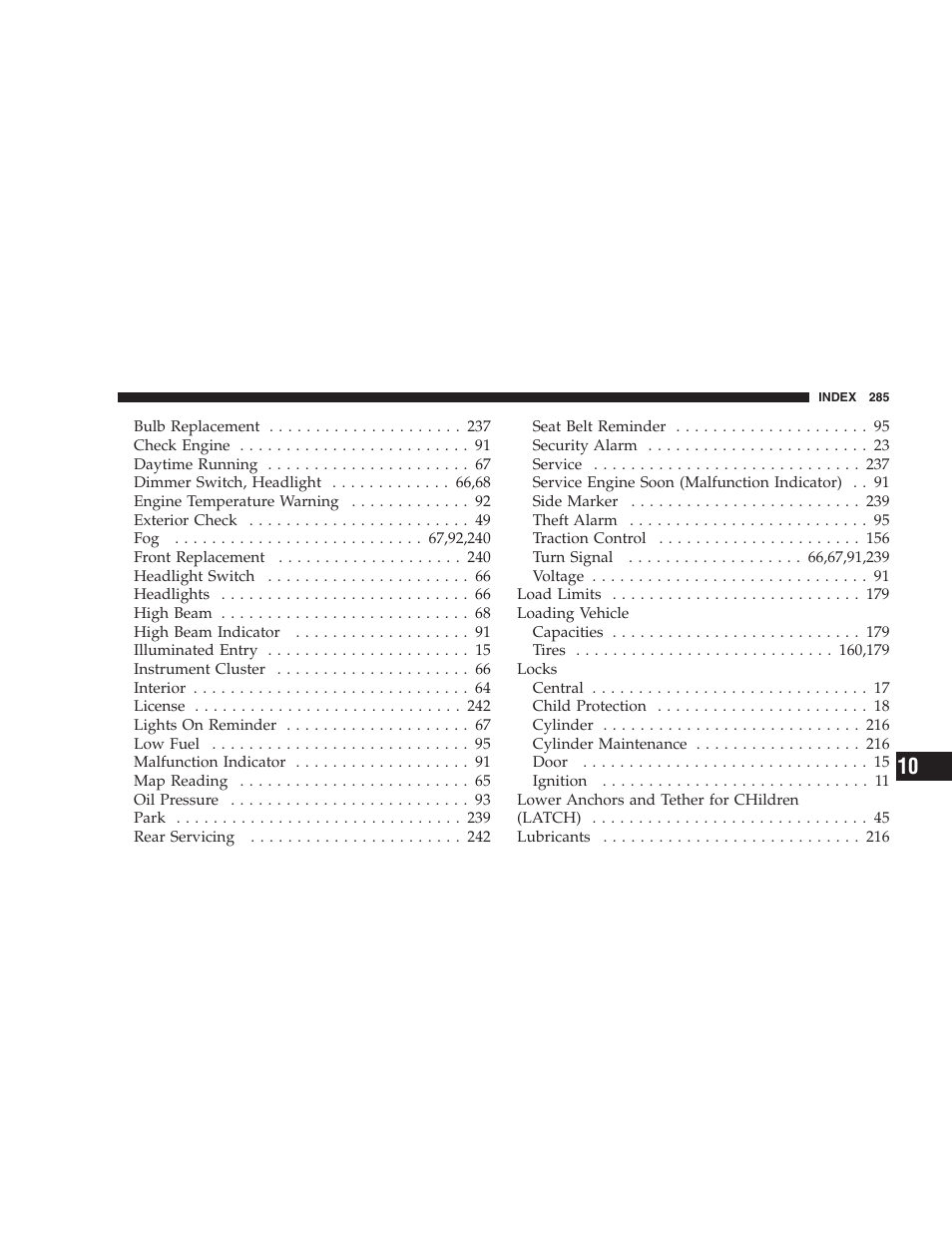 Chrysler 2005 Sebring Sedan User Manual | Page 285 / 291