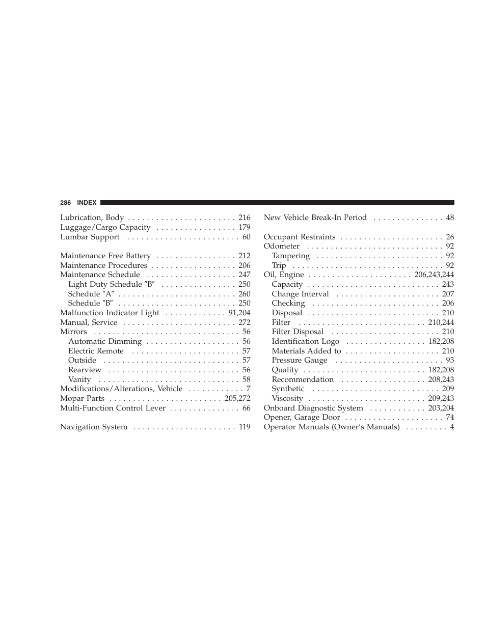 Chrysler 2005 Sebring Sedan User Manual | Page 286 / 291