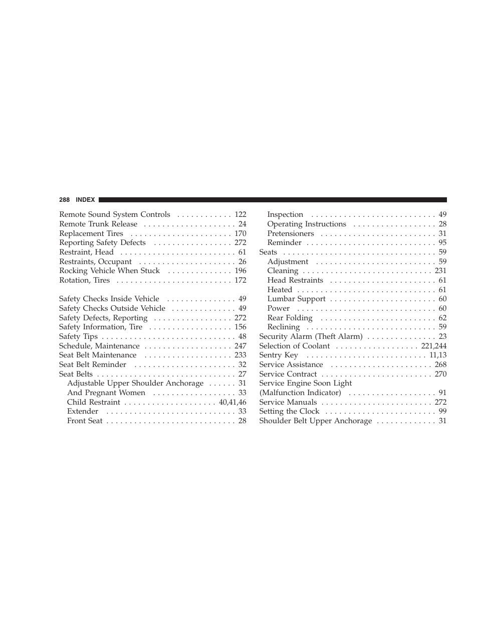 Chrysler 2005 Sebring Sedan User Manual | Page 288 / 291