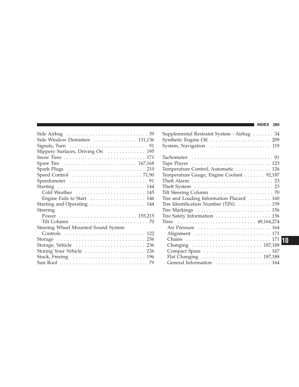 Chrysler 2005 Sebring Sedan User Manual | Page 289 / 291