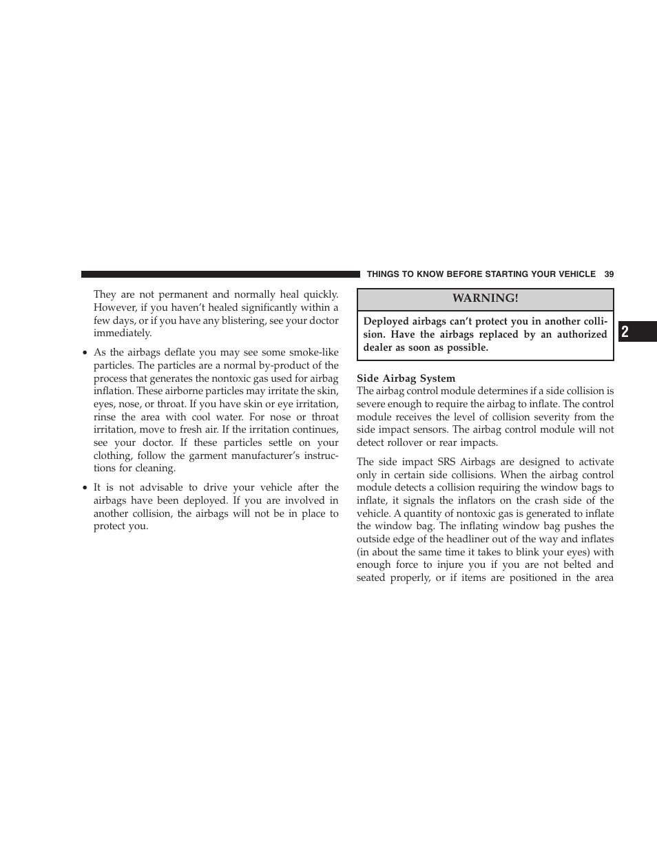 Chrysler 2005 Sebring Sedan User Manual | Page 39 / 291