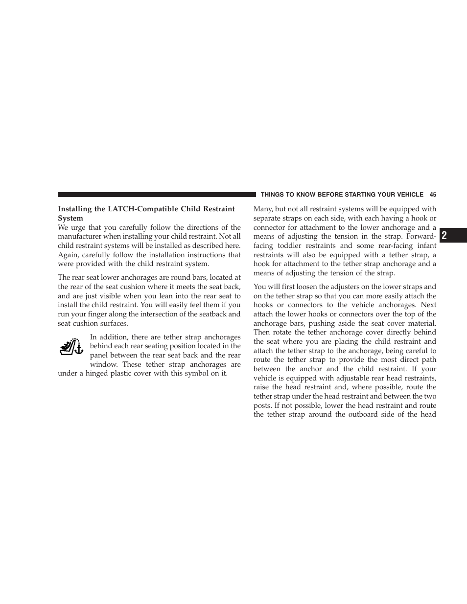 Chrysler 2005 Sebring Sedan User Manual | Page 45 / 291