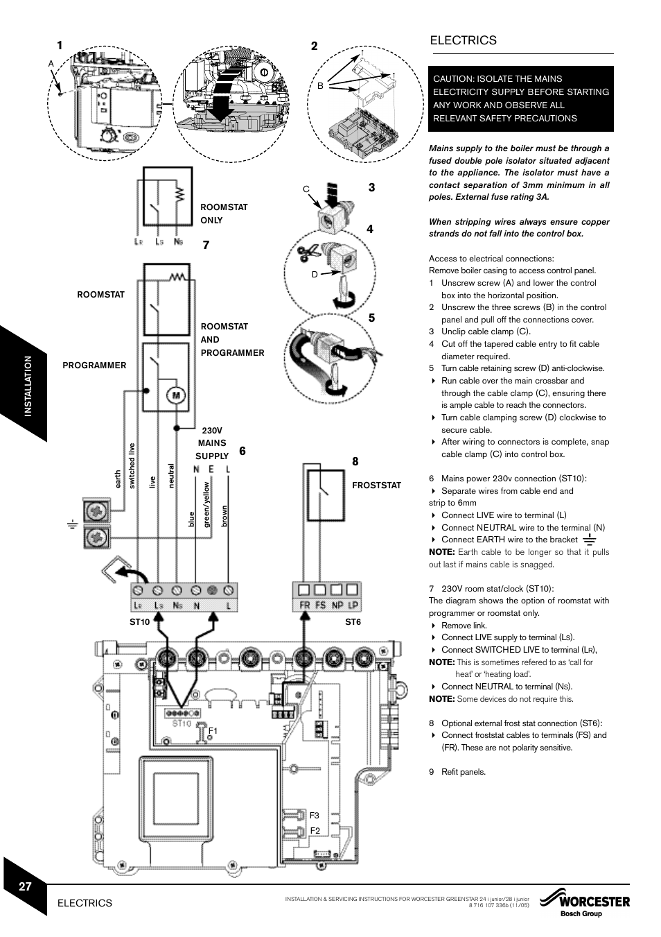 Electrics | Bosch GREENSTAR 24i junior User Manual | Page 28 / 62