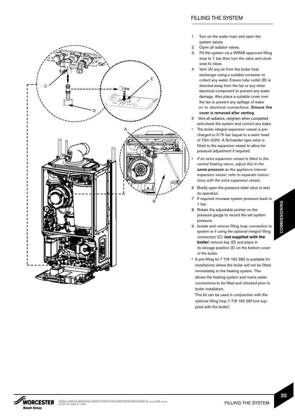 Filling the system | Bosch GREENSTAR 24i junior User Manual | Page 31 / 62