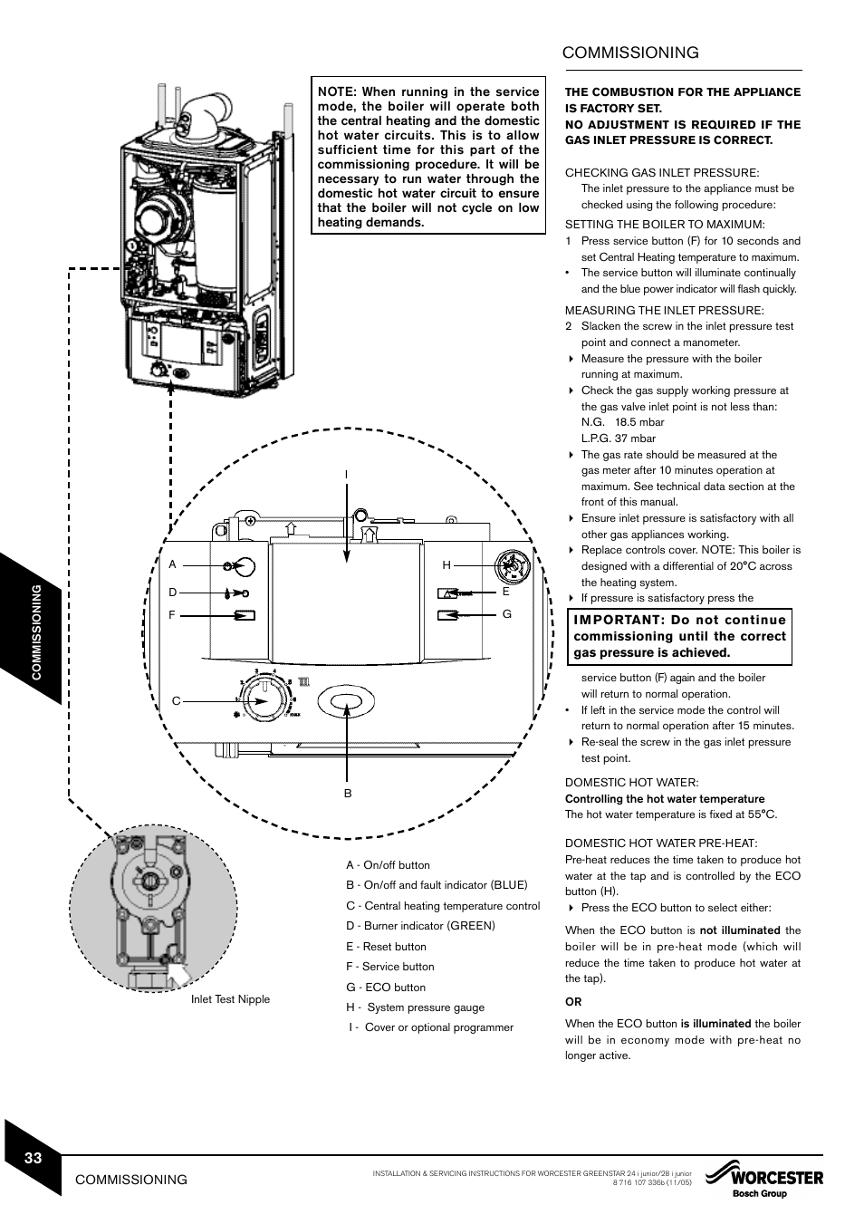 Commissioning | Bosch GREENSTAR 24i junior User Manual | Page 34 / 62