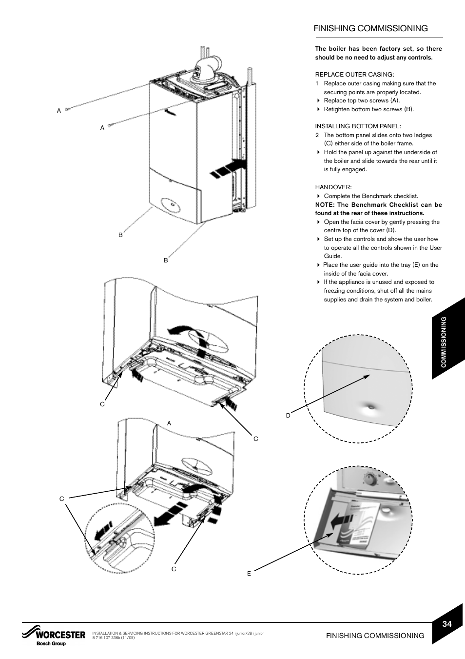 Finishing commissioning | Bosch GREENSTAR 24i junior User Manual | Page 35 / 62