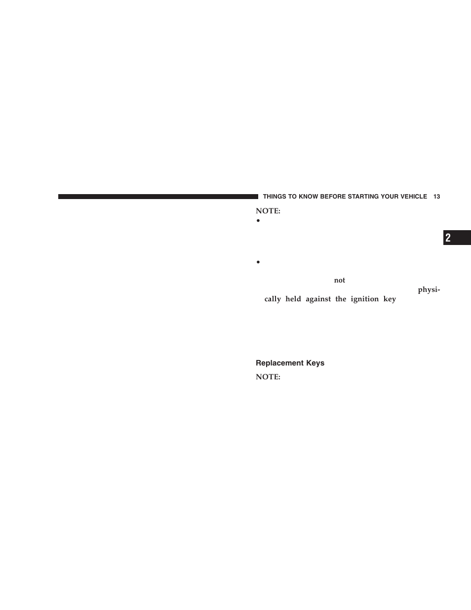 Replacement keys | Chrysler 2006 300 SRT User Manual | Page 13 / 320