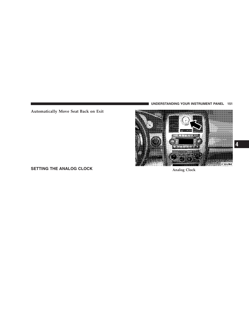 Setting the analog clock | Chrysler 2006 300 SRT User Manual | Page 151 / 320