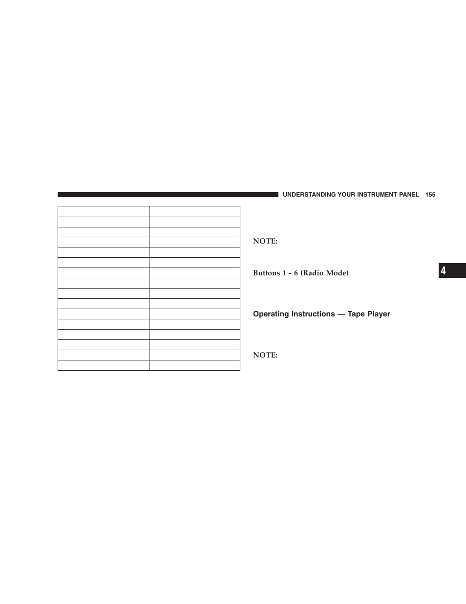 Operating instructions — tape player | Chrysler 2006 300 SRT User Manual | Page 155 / 320