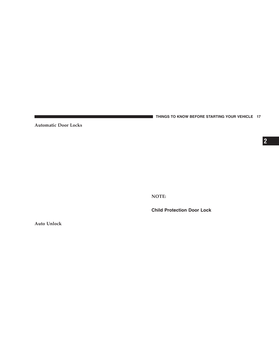 Child protection door lock | Chrysler 2006 300 SRT User Manual | Page 17 / 320