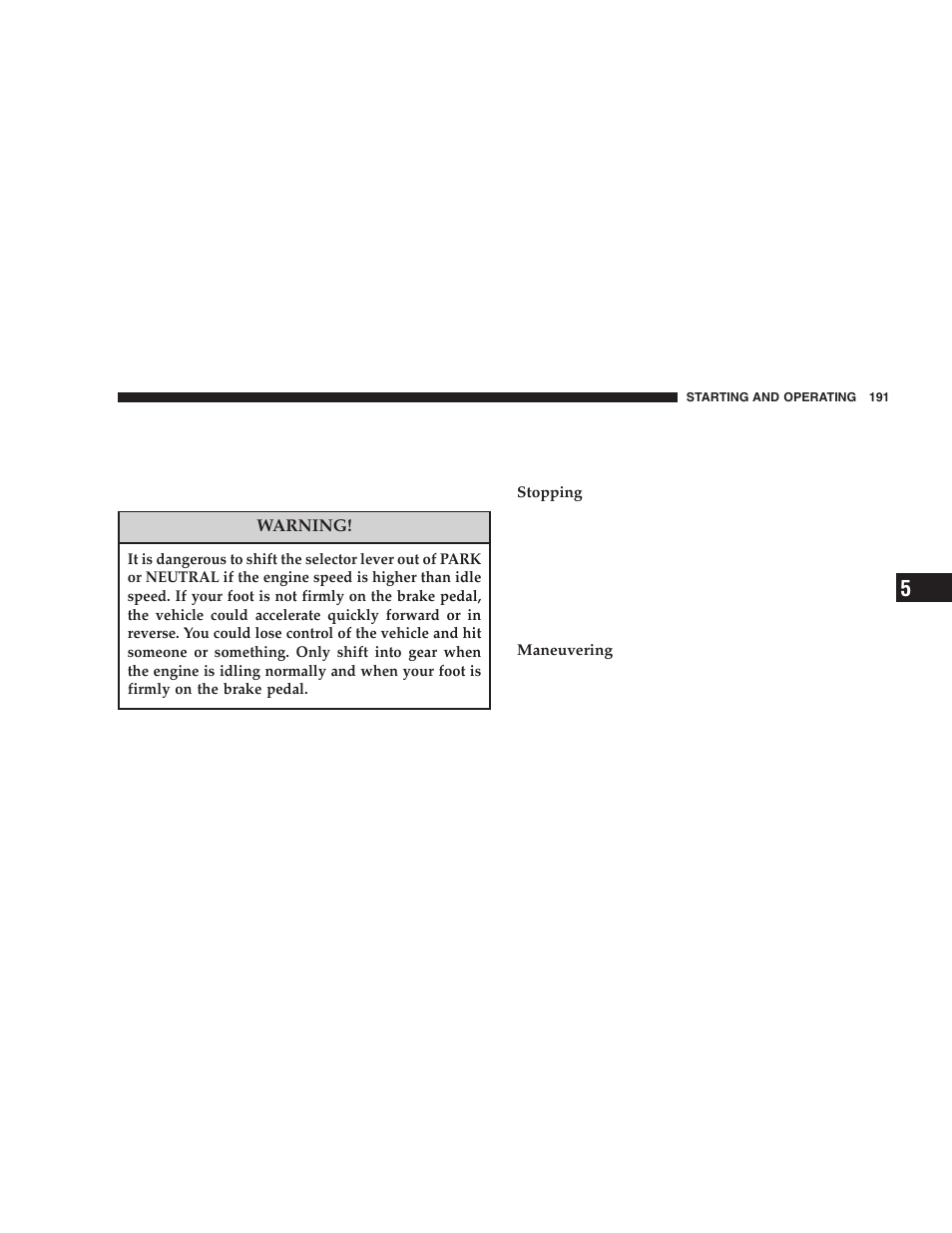 Chrysler 2006 300 SRT User Manual | Page 191 / 320