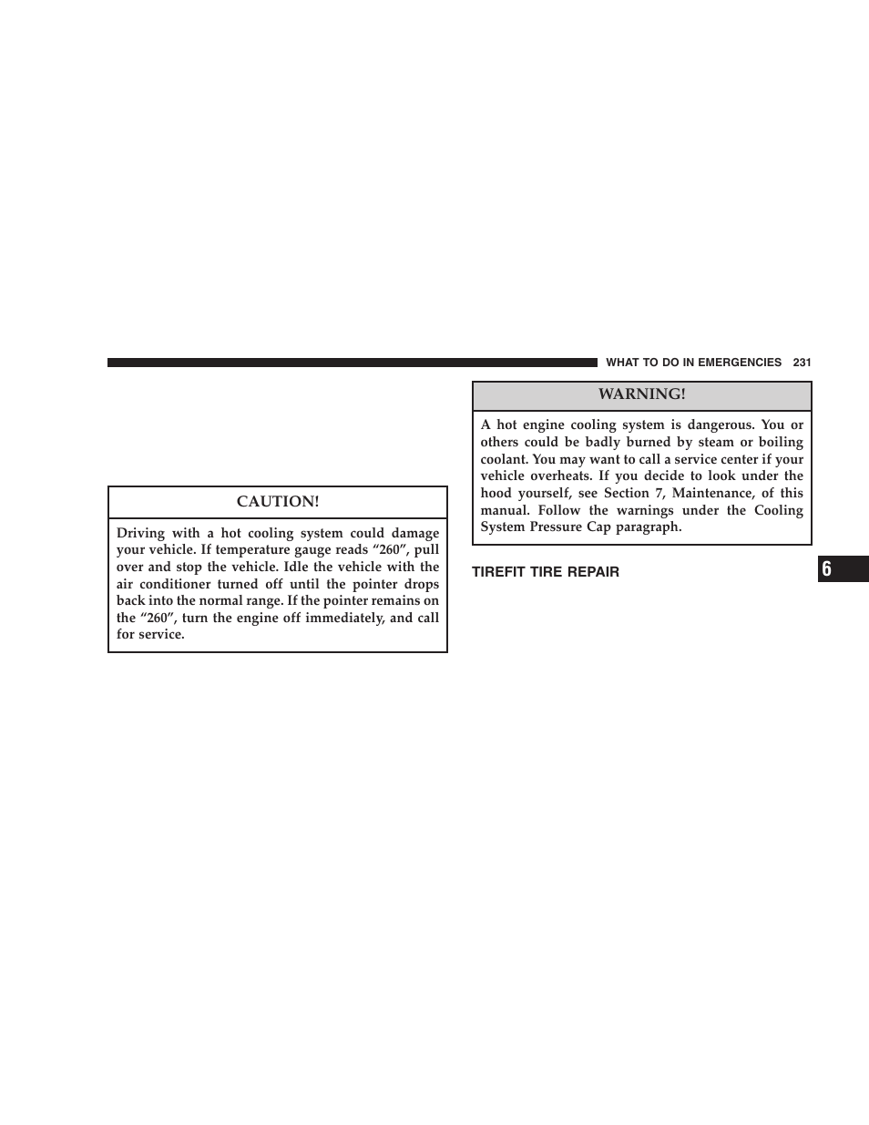 Tirefit tire repair | Chrysler 2006 300 SRT User Manual | Page 231 / 320